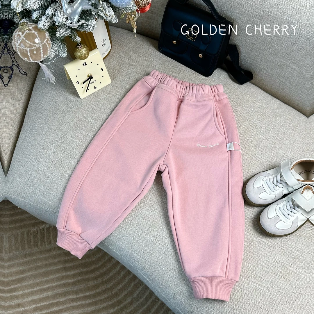 【Golden cherry】女童粉色加绒加厚束脚卫裤QDD037