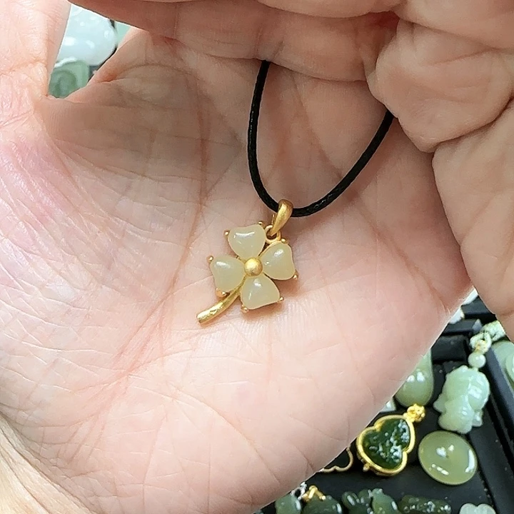 和田玉银S925镶嵌吊坠(不含链)