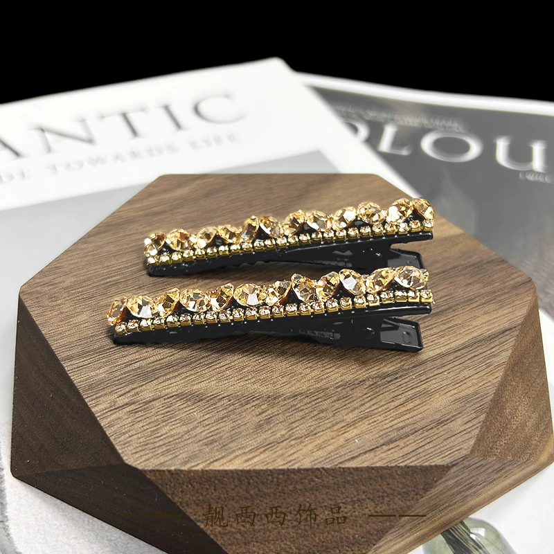 【LXX靓西西】254鸭嘴夹6厘米简约满钻气质碎发夹多发量