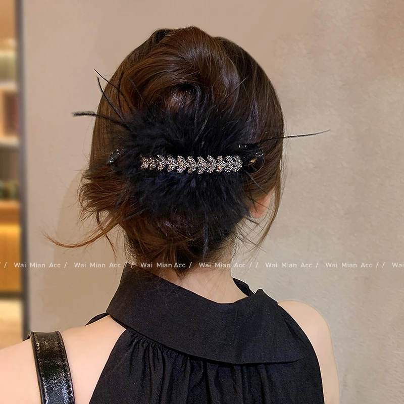 麦穗懒人夹发夹鸭嘴夹女高级感羽毛显发量后脑勺抓夹2025新款头饰