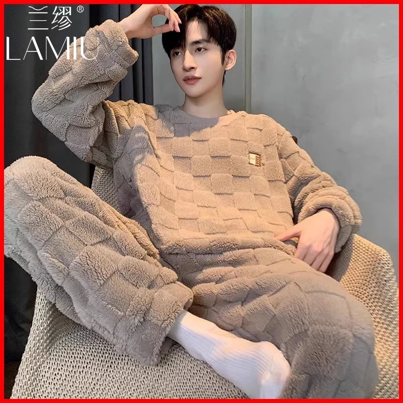 珊瑚绒睡衣男爆款2025新款秋冬季加绒加厚冬天男士男生家居服套装