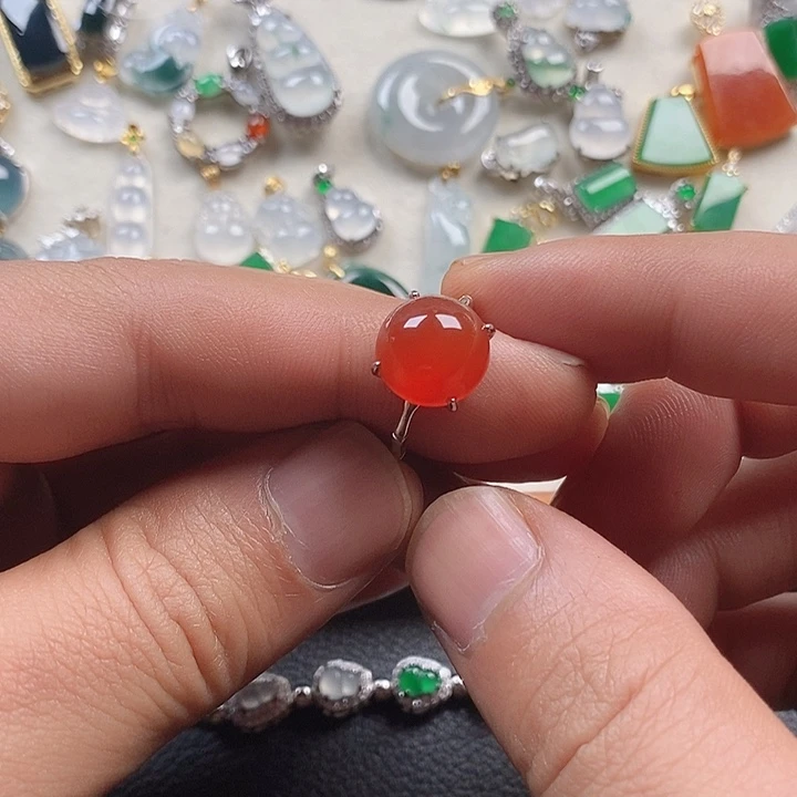 玛瑙/玉髓银S925镶嵌戒指