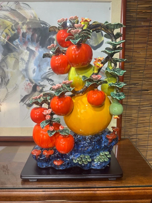 佛山石湾陶艺陶瓷工艺品陶瓷摆件精品葫芦苹果长40宽22高62