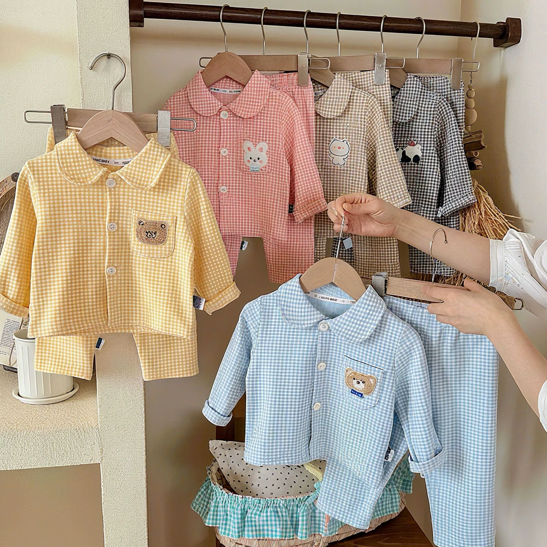 儿童家居服 男女儿童款 翻领百搭睡衣可爱家居服吸汗透气保暖套装