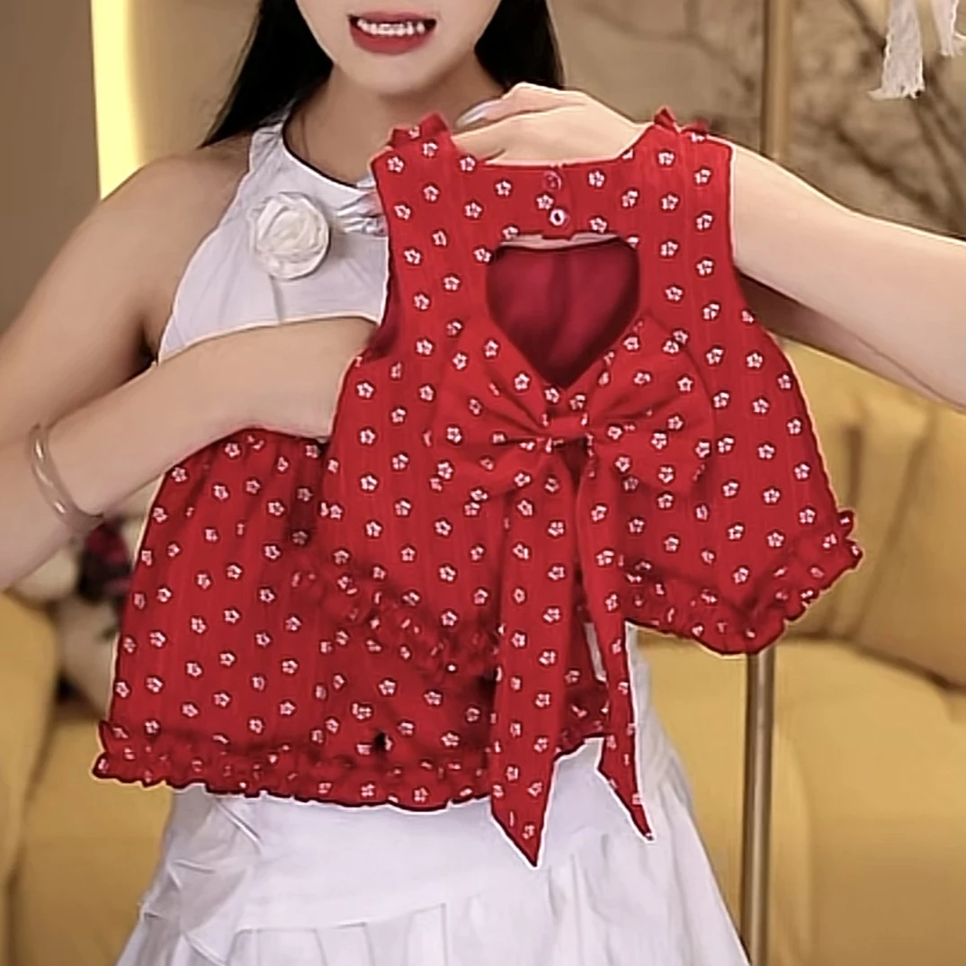 女童夏套装2025新款洋气女宝宝超好看碎花背心裤子套装儿童衣服