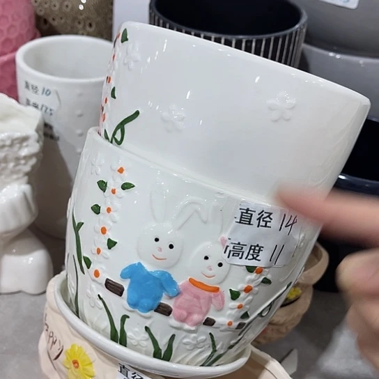 多肉绿植陶瓷花盆9.9包邮，有孔