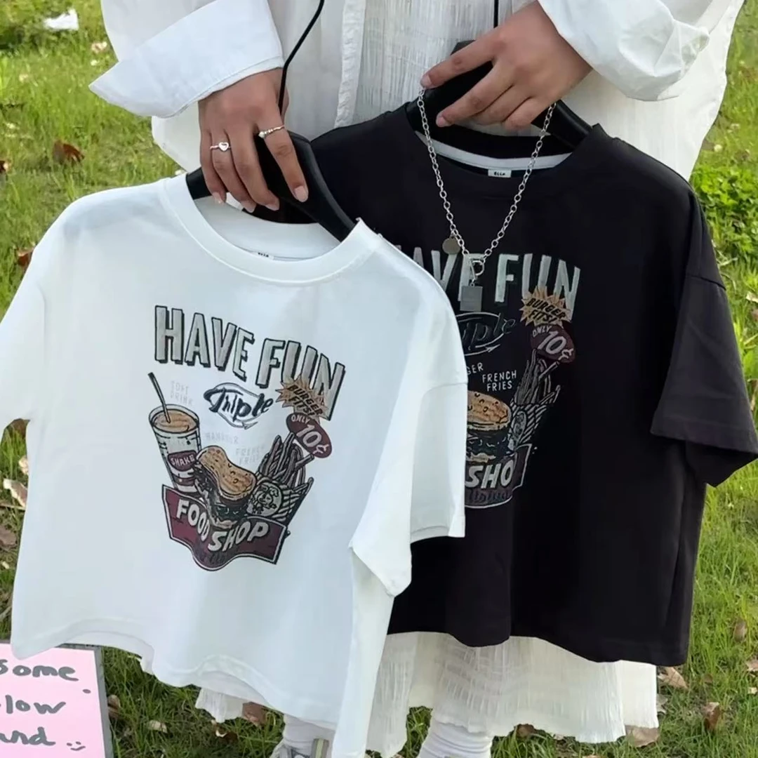 iu studio-【115cm-160cm】我超爱的汉堡薯条短袖