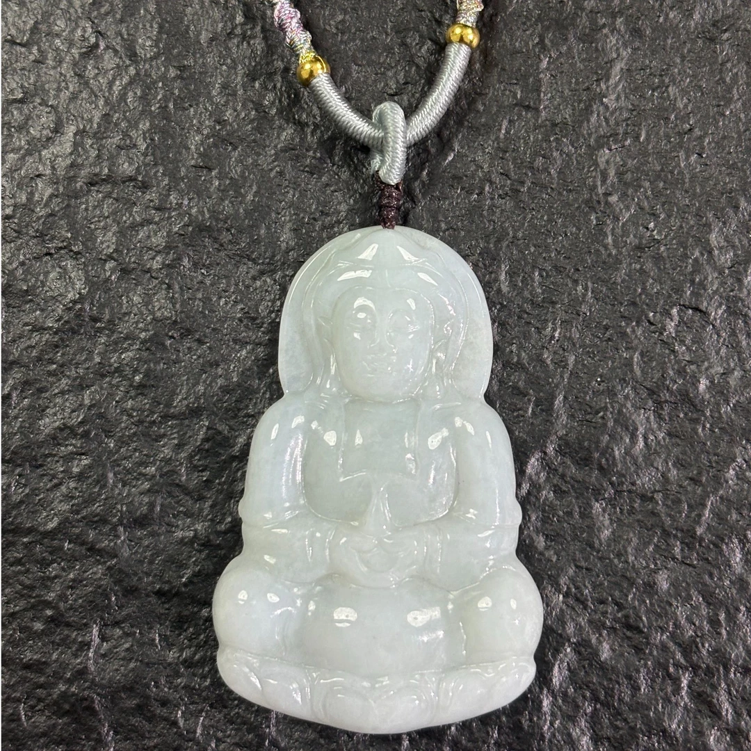 天然翡翠缅甸A货精雕工艺观音吊坠翡翠吊坠6186