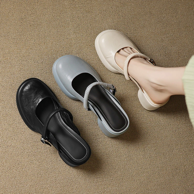 羊皮/6CM/包头夏季百搭夏季时装女性感风时尚女拖鞋