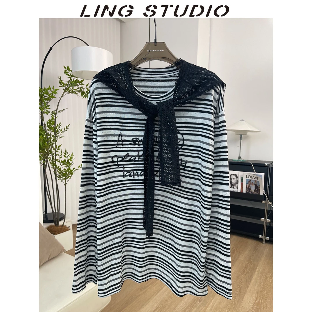 早春新品-零零『森系女孩』2025时尚设计师款披肩T恤套装5020967