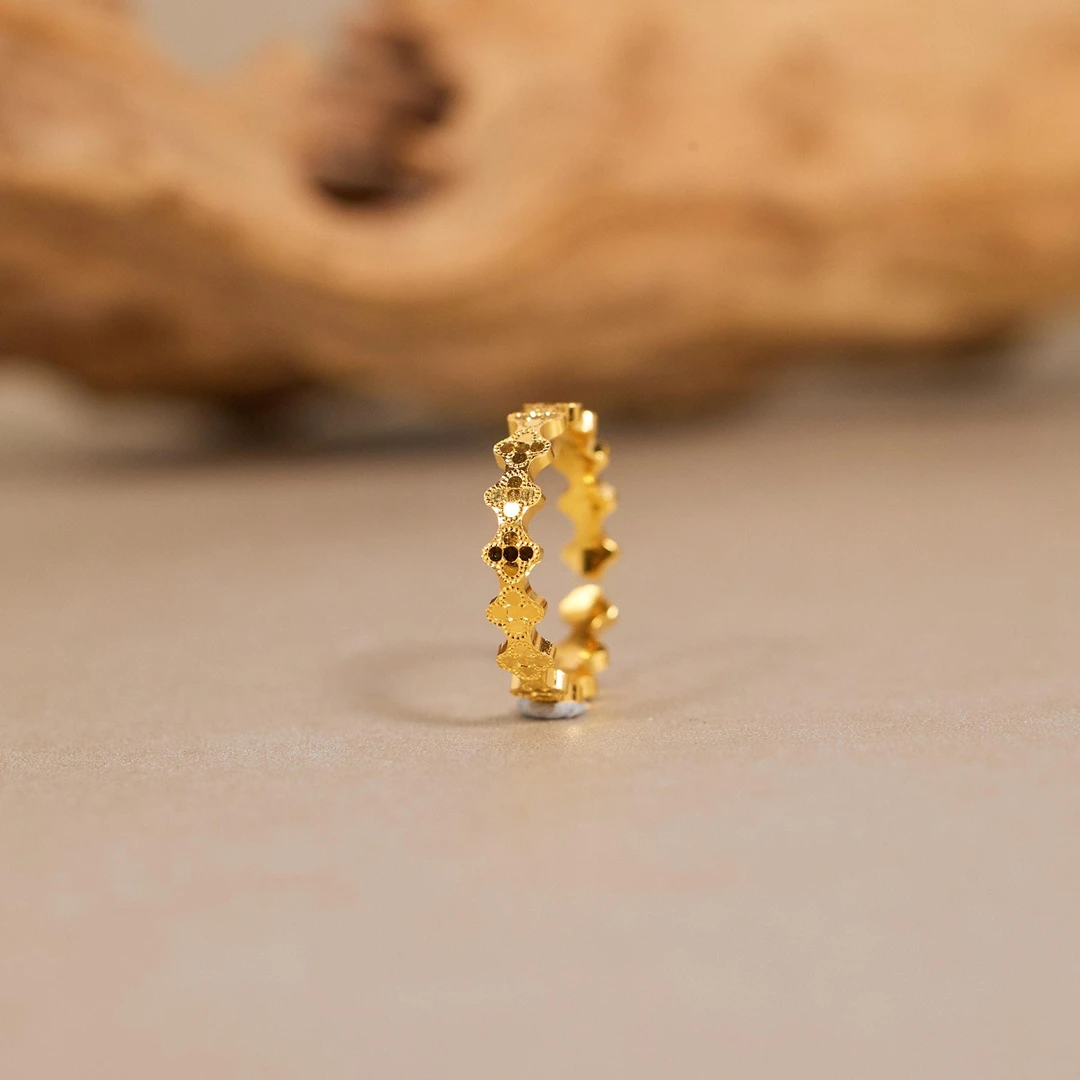 足银银制品  【歪歪】足银四叶草戒指（多样性发一）XB-H6830