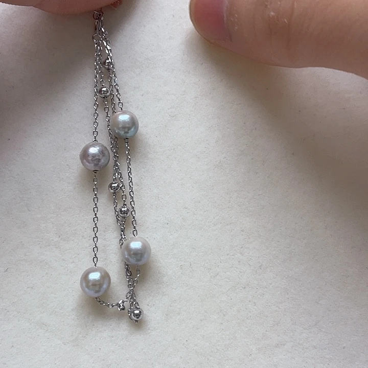 银S925镶嵌海水珍珠手绳