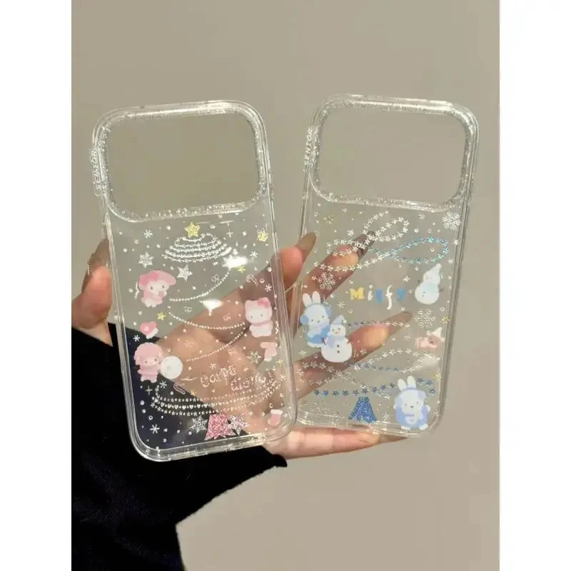 甜美鎏金星星线条米菲兔猫咪适用于iphone17promax苹果16手机壳15