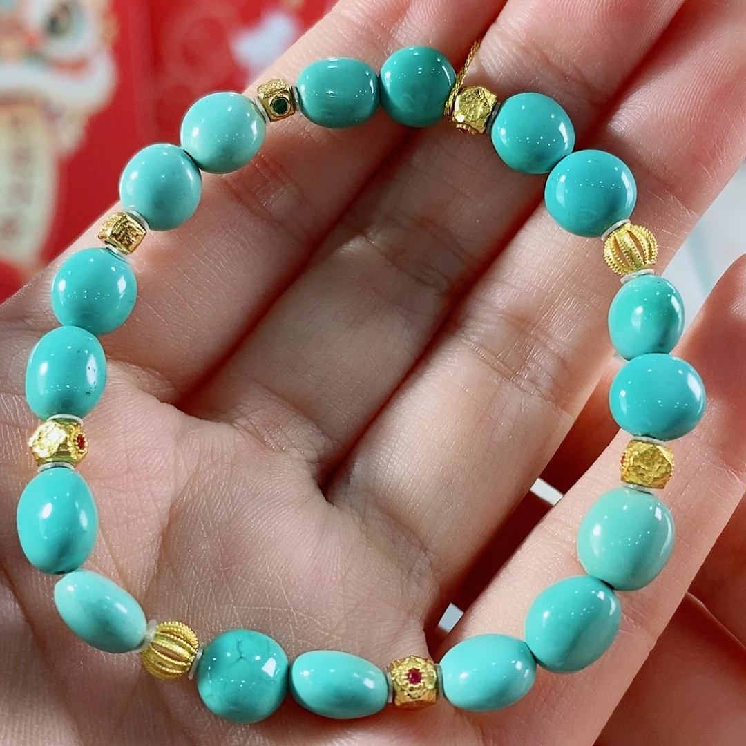 绿松石银S925镀金镶嵌珠宝奇石