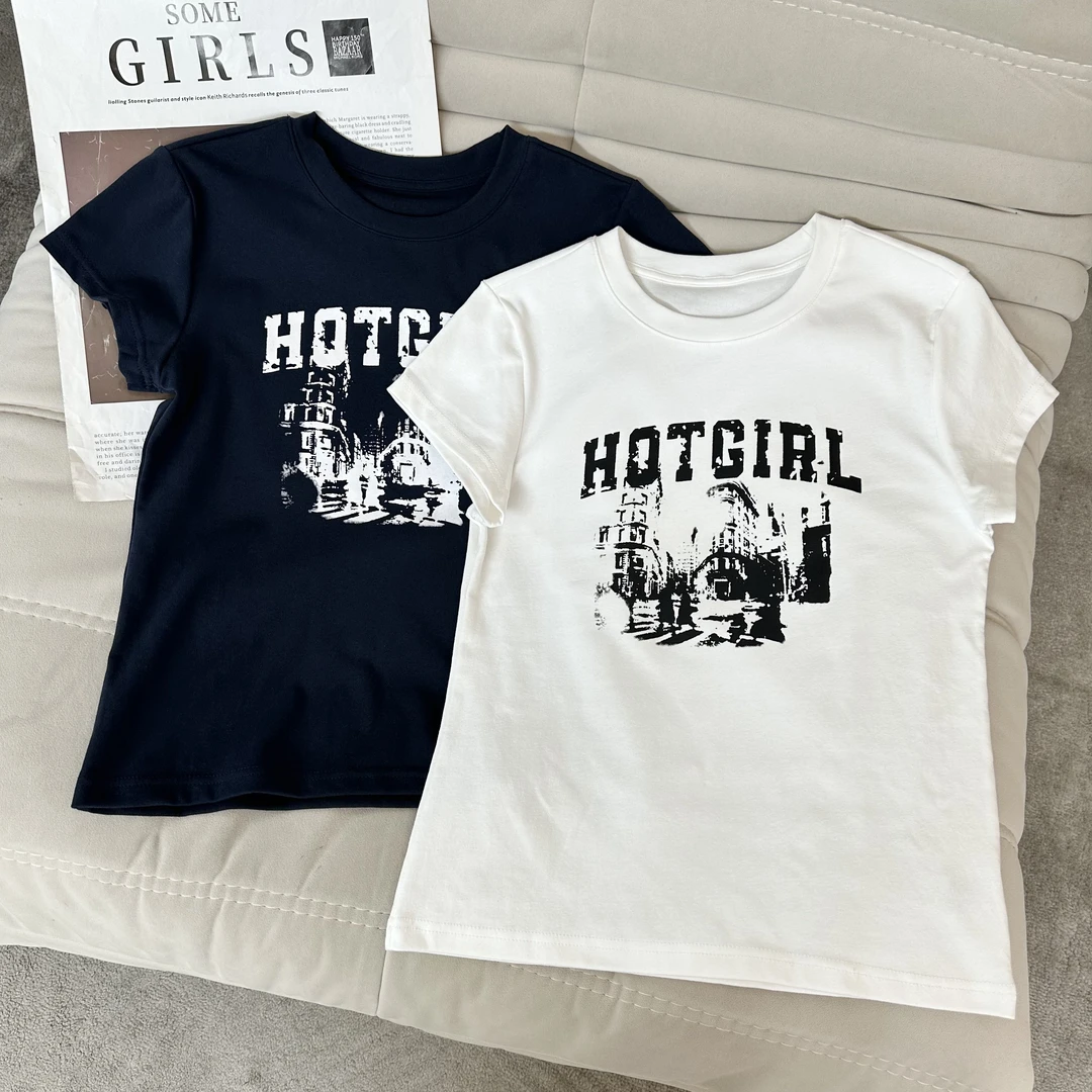 【米可家】美式复古显瘦短袖T恤05279