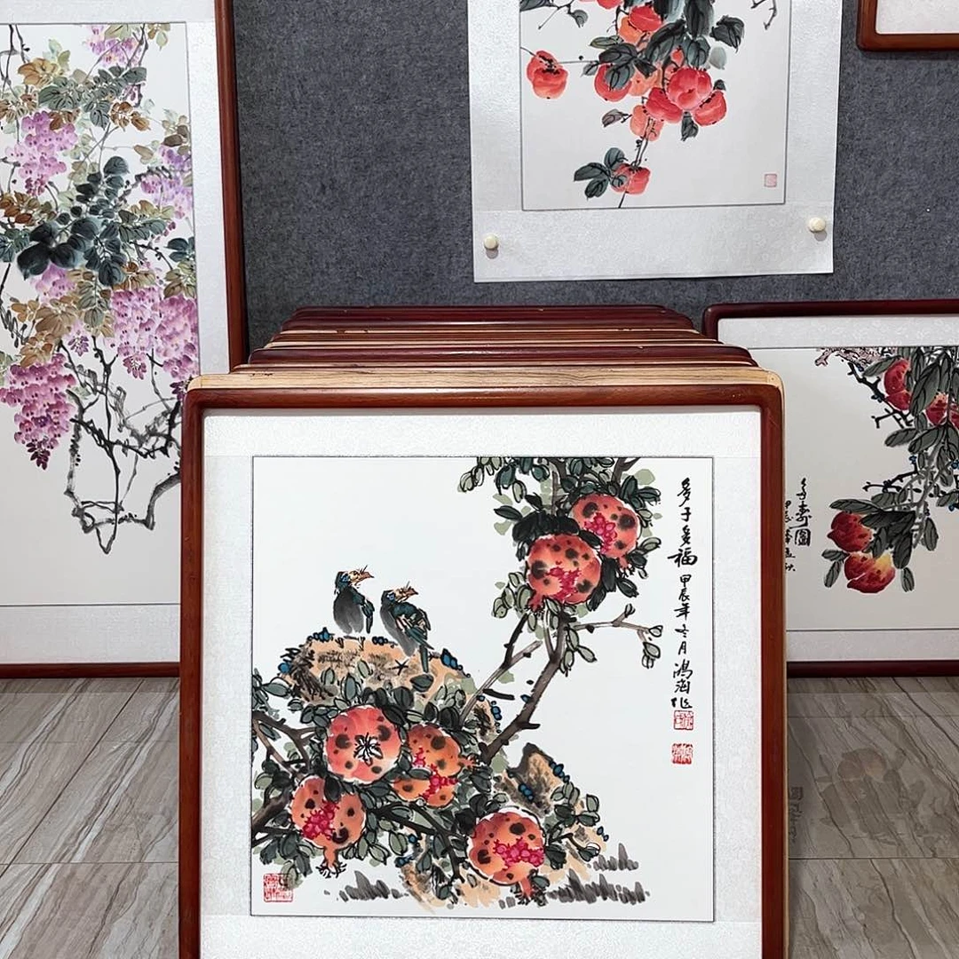 国画书画作品带框63×63