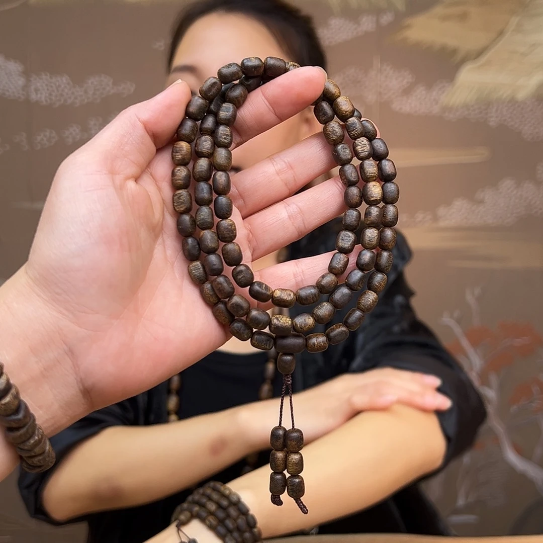 沉香手串海南虎斑紫奇天然留疤珠多样性发货一条0.7mm