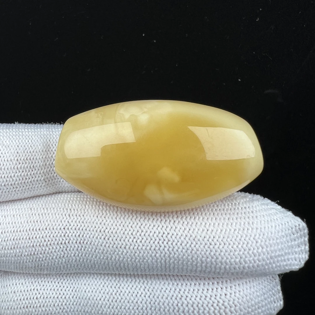 R3940天然原矿蜜蜡 鸡油黄妖花马蹄珠 24*44mm抖音基地质检发货