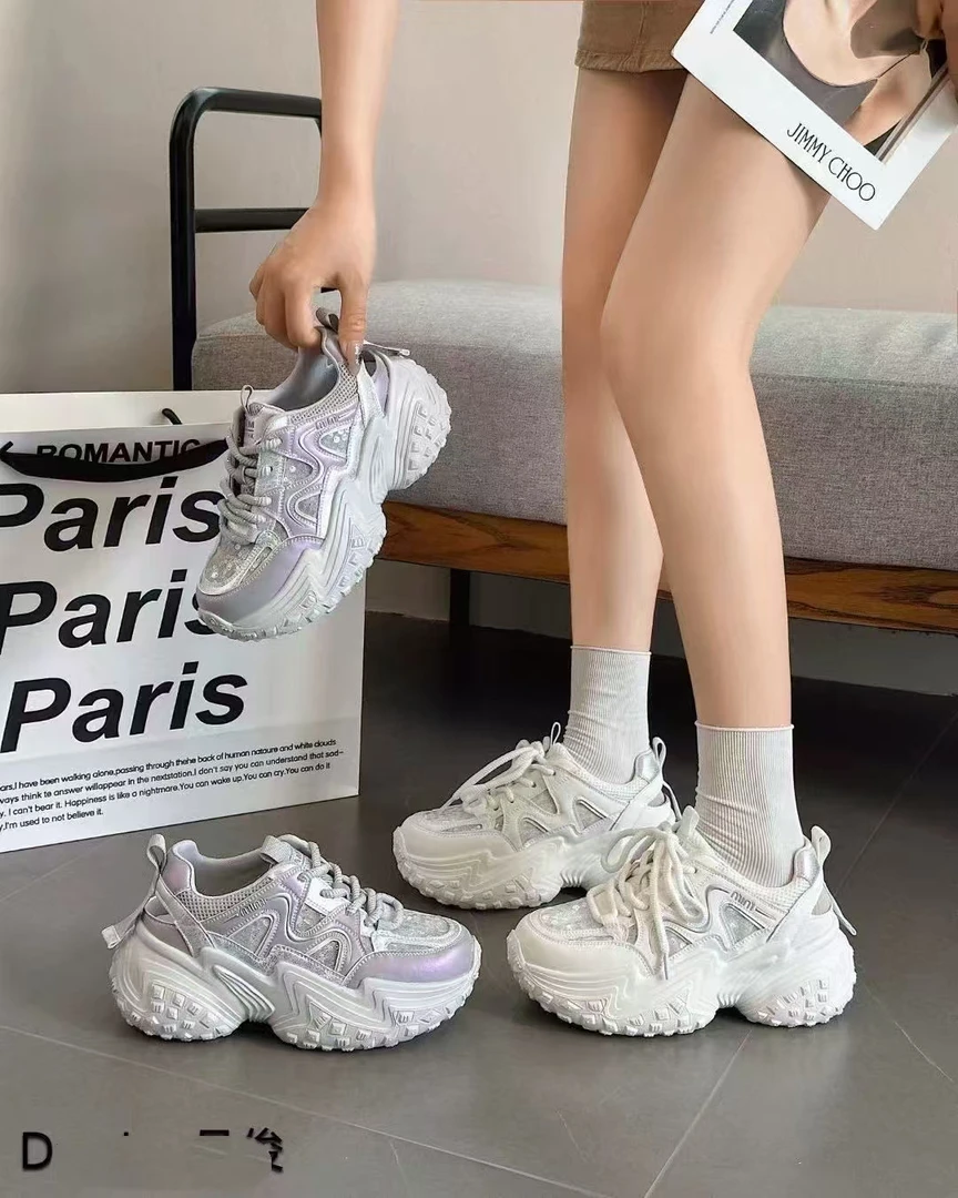 榴莲底皮加网跟高5.5厘米老爹鞋