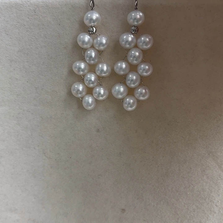 淡水珍珠银S925镶嵌耳饰