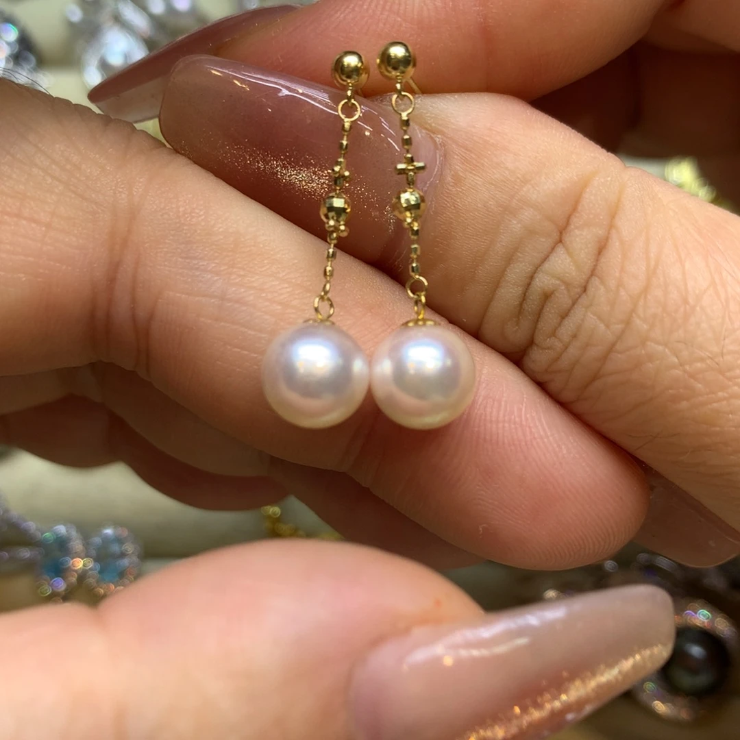 18K金镶嵌耳饰海水珍珠