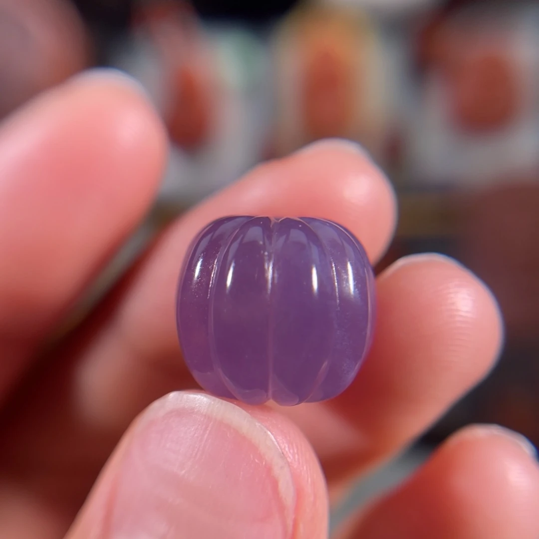 童***曈玛瑙/玉髓未镶嵌紫冰瓜珠13.8不退不换