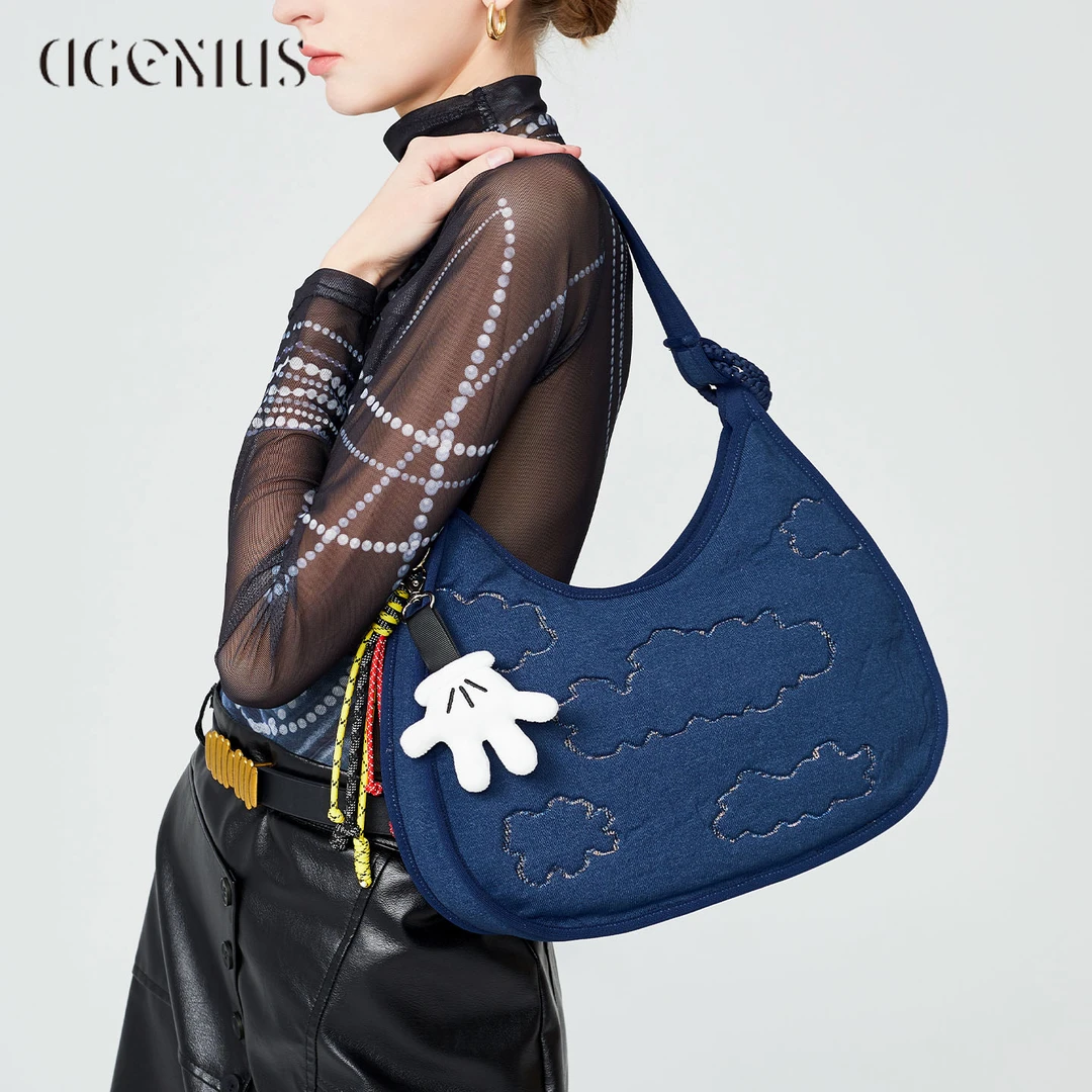 DGENIUS原创包包女饺子包时尚百搭手提腋下单肩包小众通勤编织包