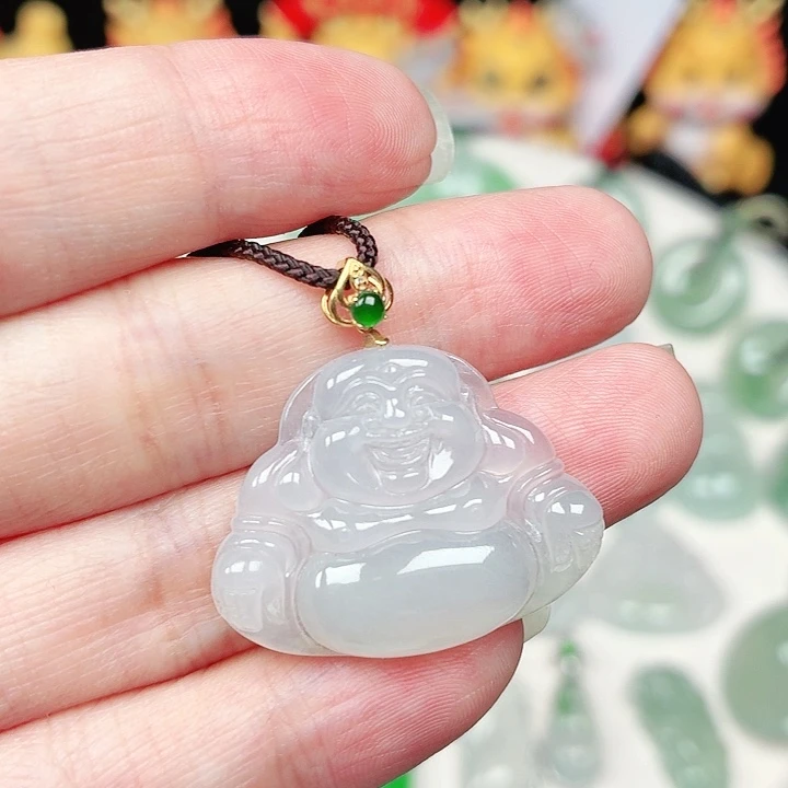 颈饰18K金镶嵌翡翠缅甸天然A货翡翠