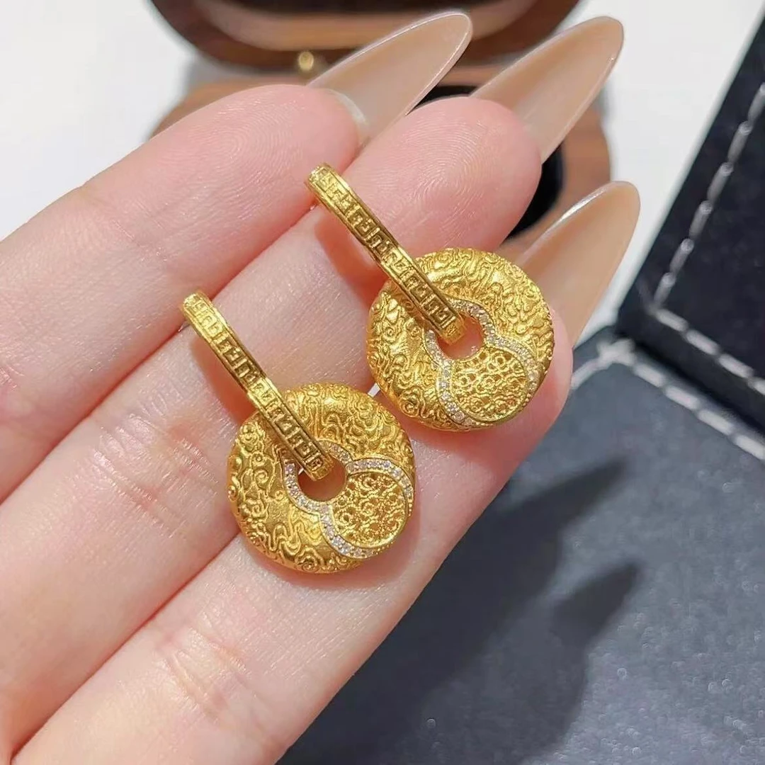 耳饰 祥云镂空平安扣福禄耳钉 D-20881