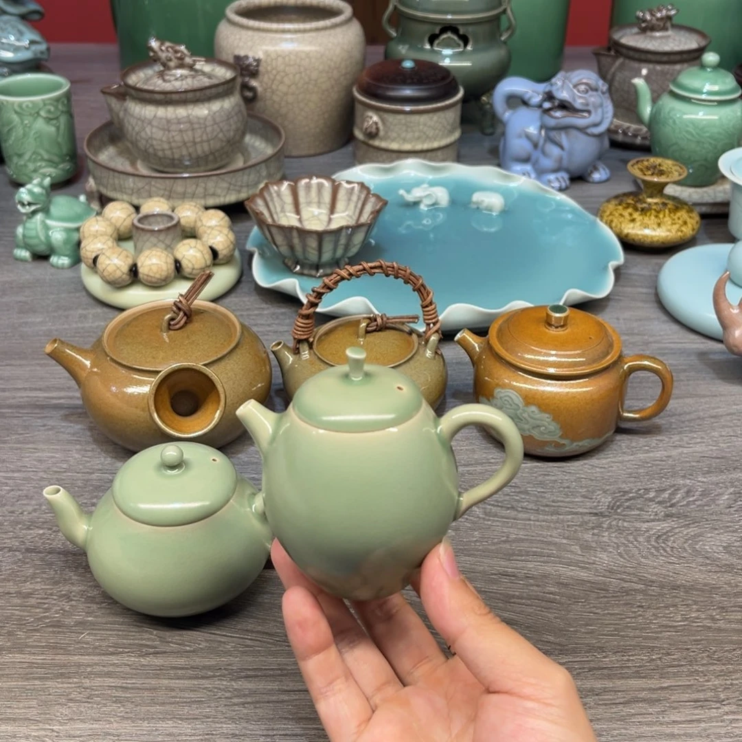 豆青手工壶浮力特价