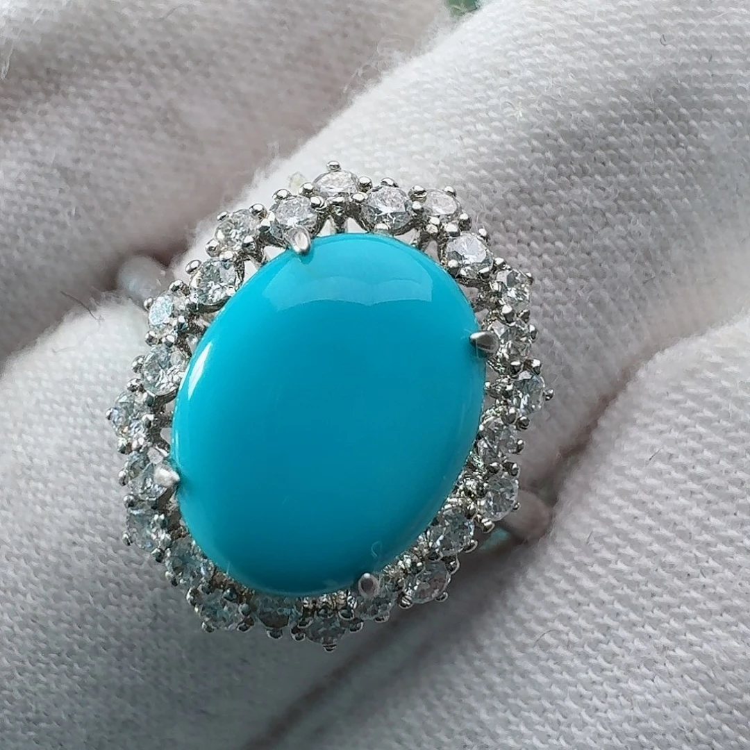 绿松石银S925镶嵌戒指