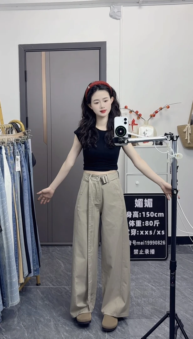 送腰带25新款设计感复古高腰阔腿裤女显瘦宽松休闲垂感牛仔拖地裤