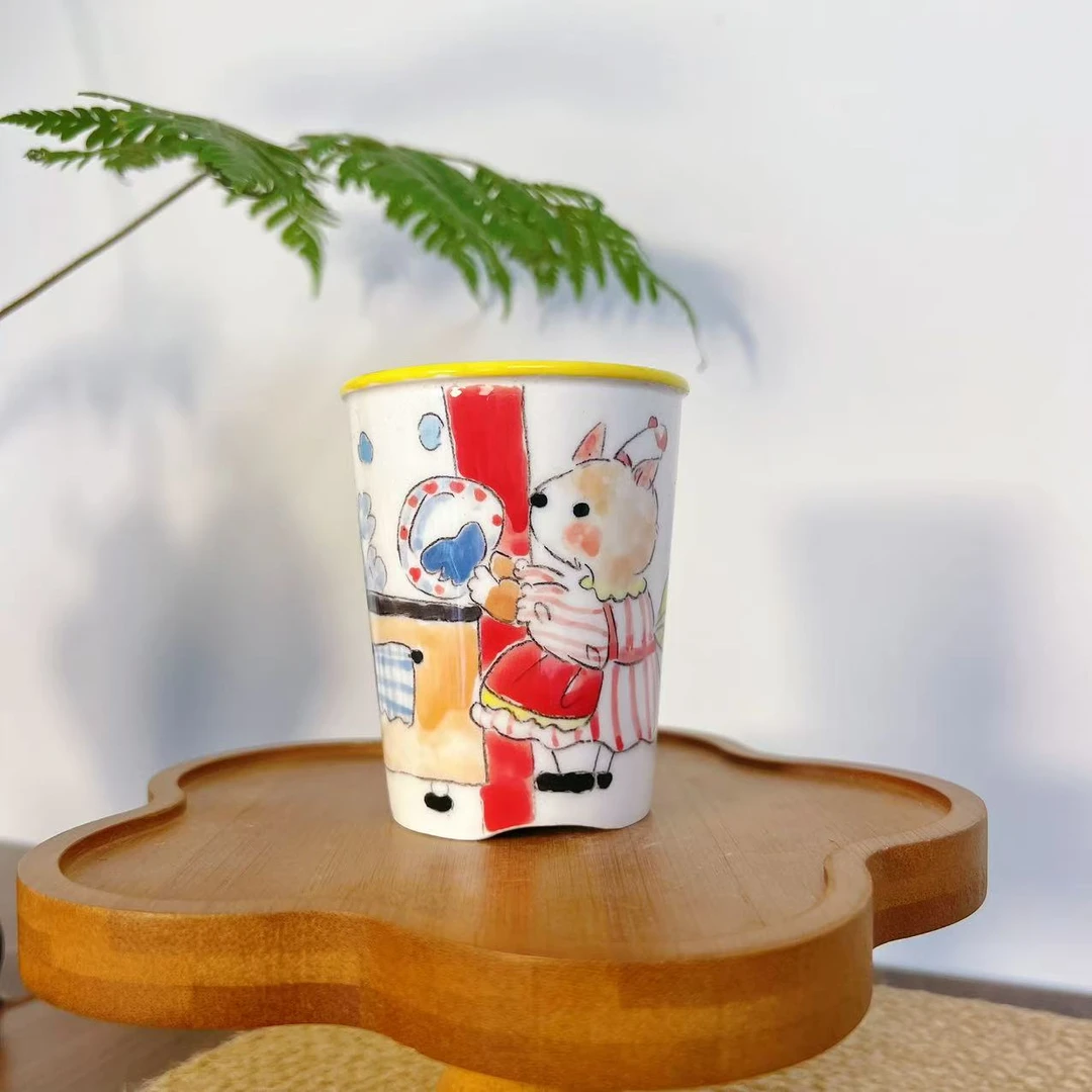 【直播-不要盒子】高温釉下彩中号可乐杯卡通陶瓷杯047