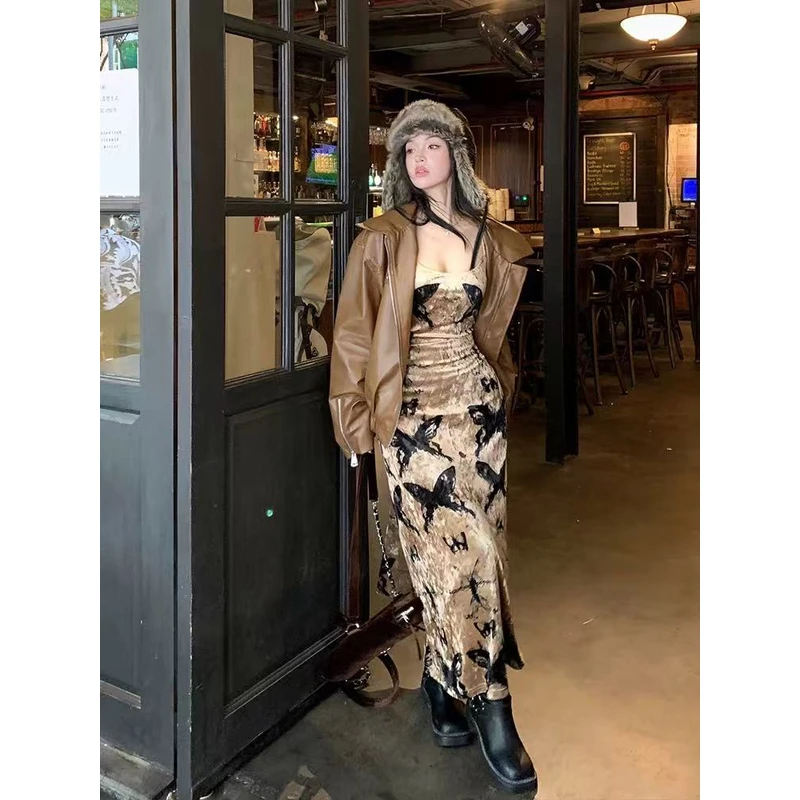 法式复古吊带裙收腰显瘦小个子气质连衣裙3