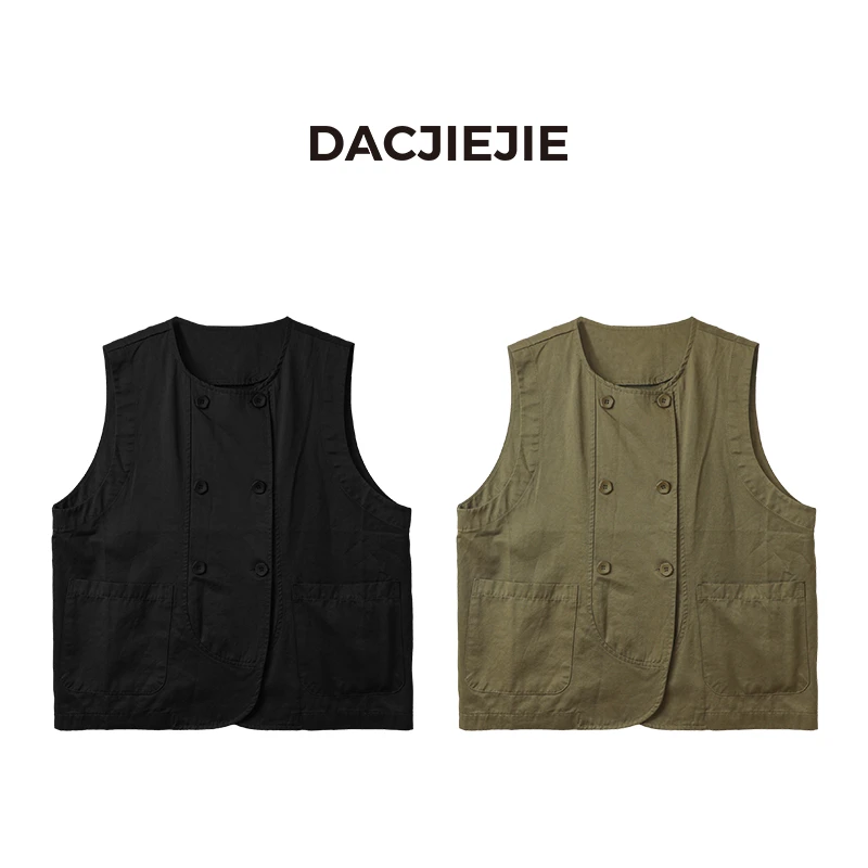 【双排扣马甲】春夏宽松休闲户外潮流做旧水洗无袖马夹女