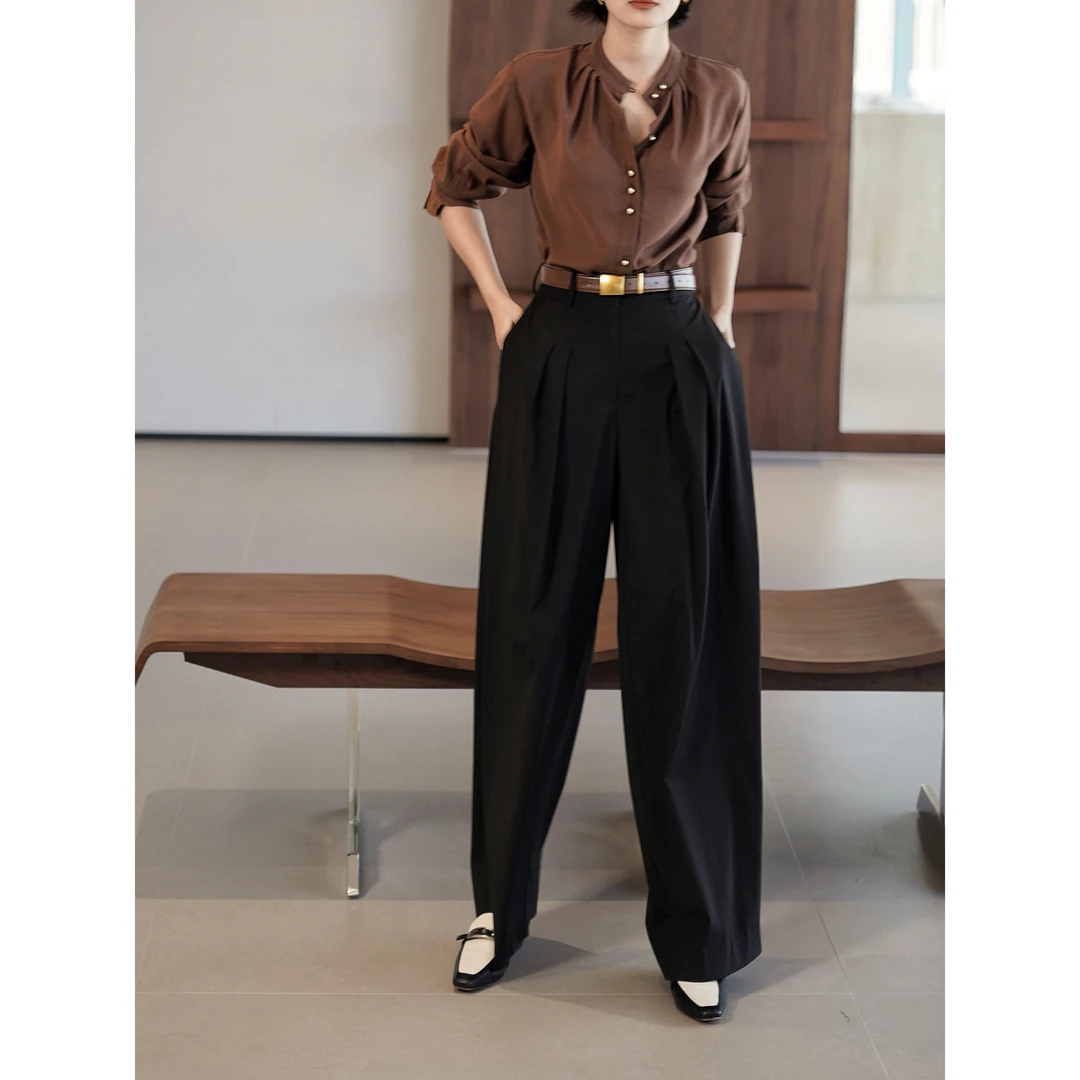 【天涯裤】罗兰私服西裤竹纤维TR帅气秋新直筒宽松镰刀裤西裤（裱里）