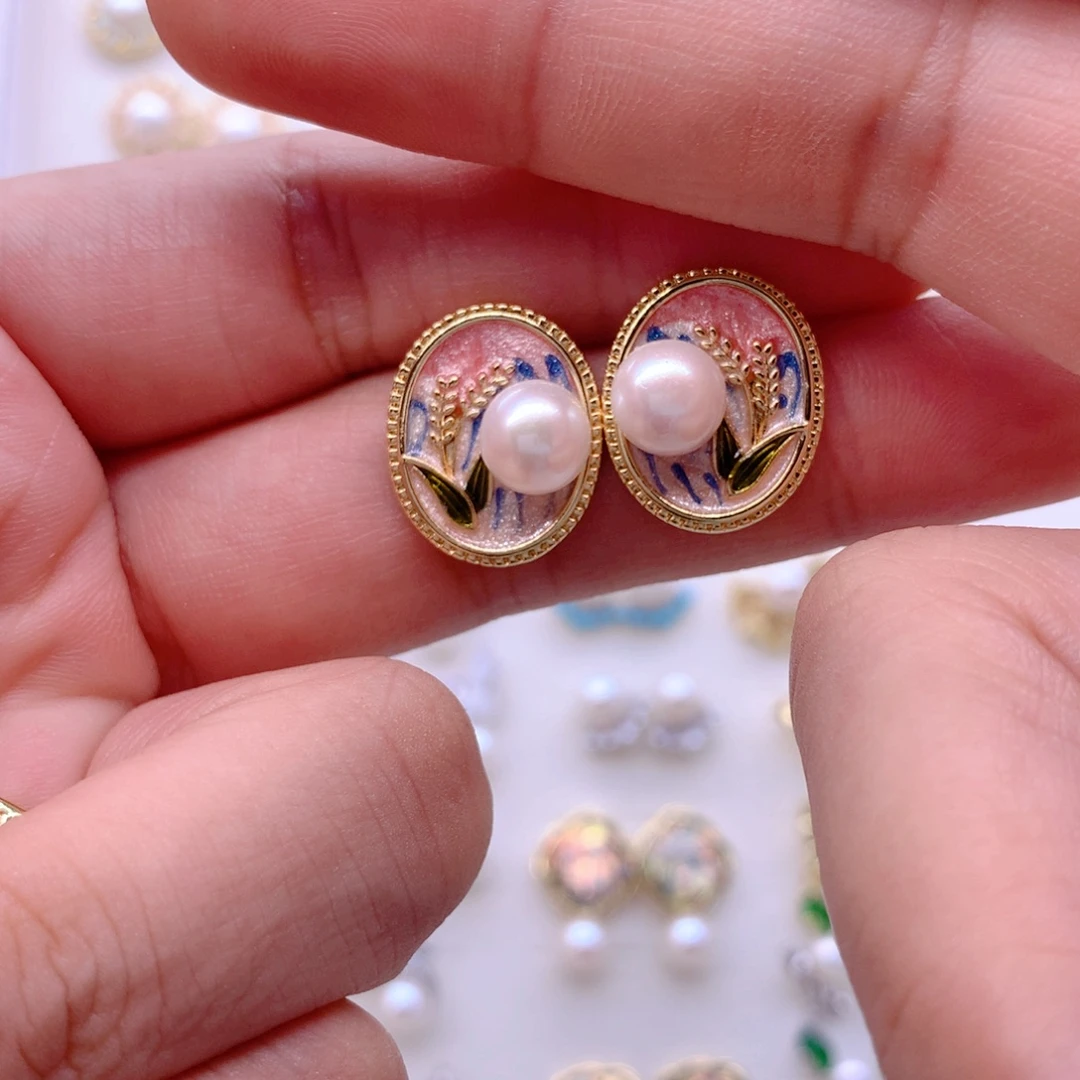 合金淡水珍珠耳饰