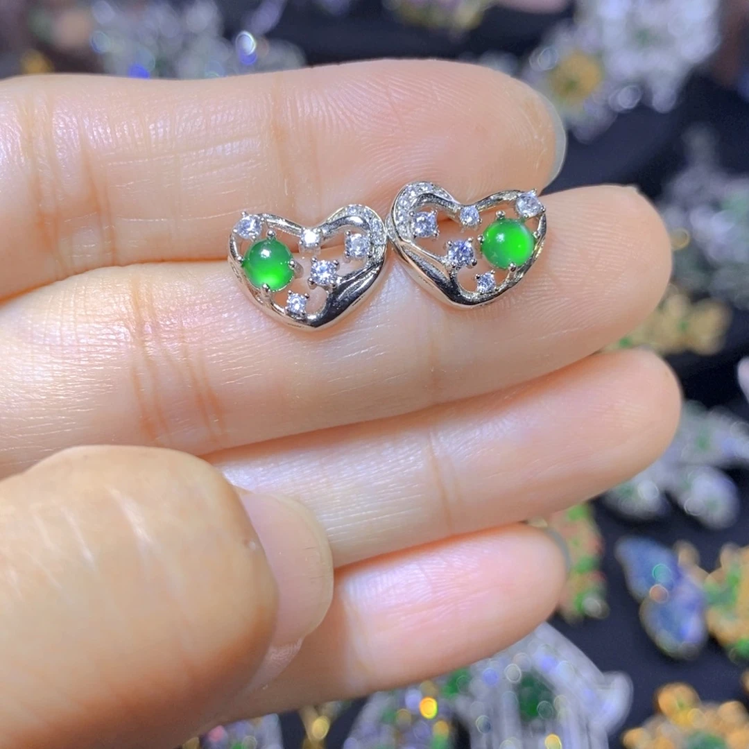 翡翠银S925镶嵌吊坠(不含链)天然翡翠