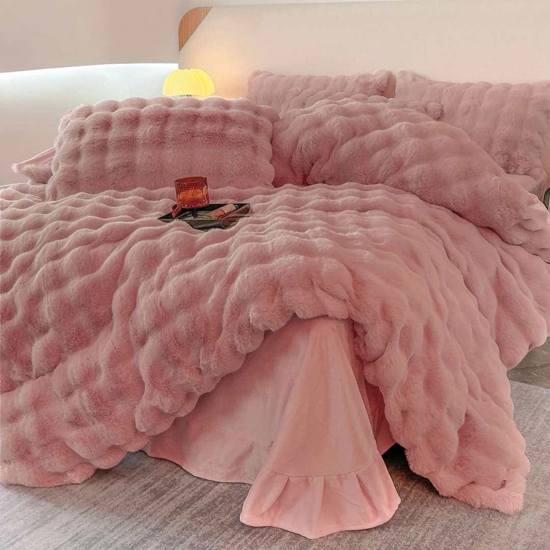 托斯卡纳兔兔泡泡绒四件套牛奶绒床上加厚双面绒秋冬季床单被套