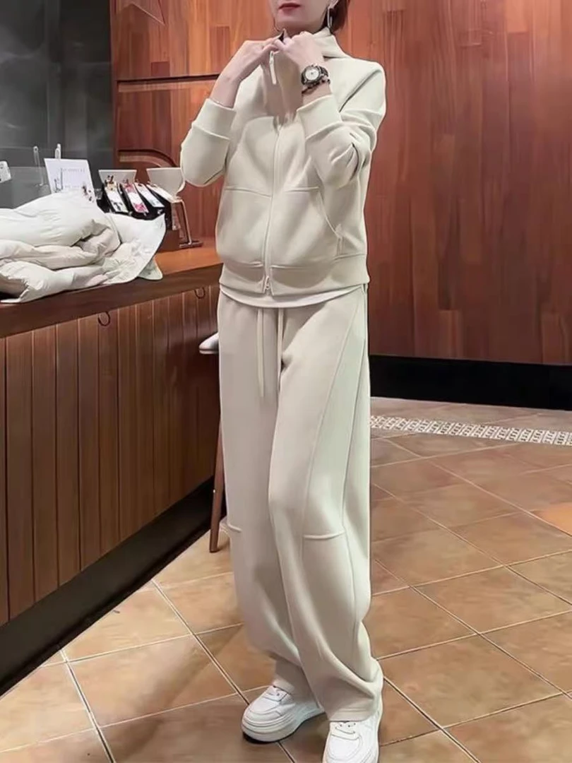 慵懒风休闲运动套装女2025秋季新款时尚洋气连帽卫衣阔腿裤两件套