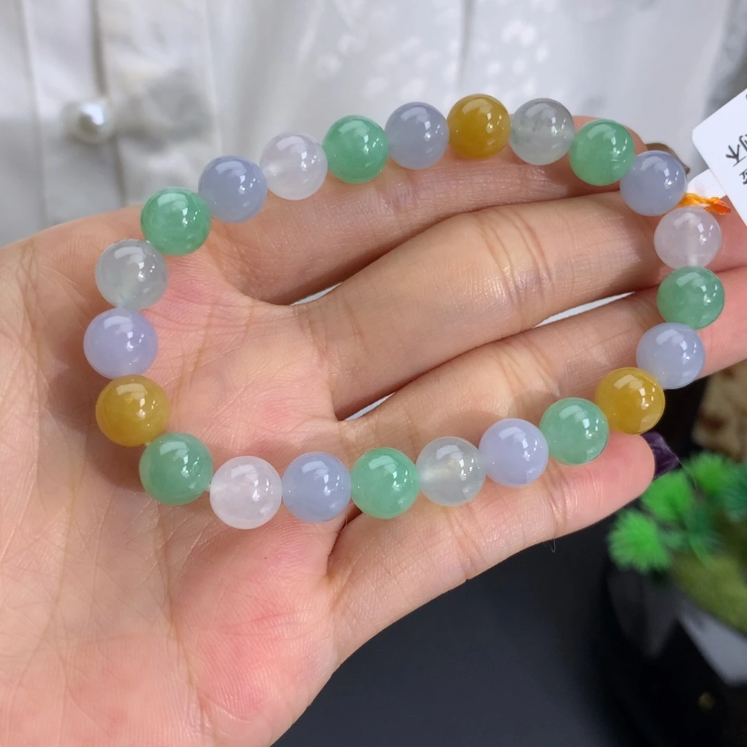 未镶嵌手串翡翠卡8胶润多宝手串