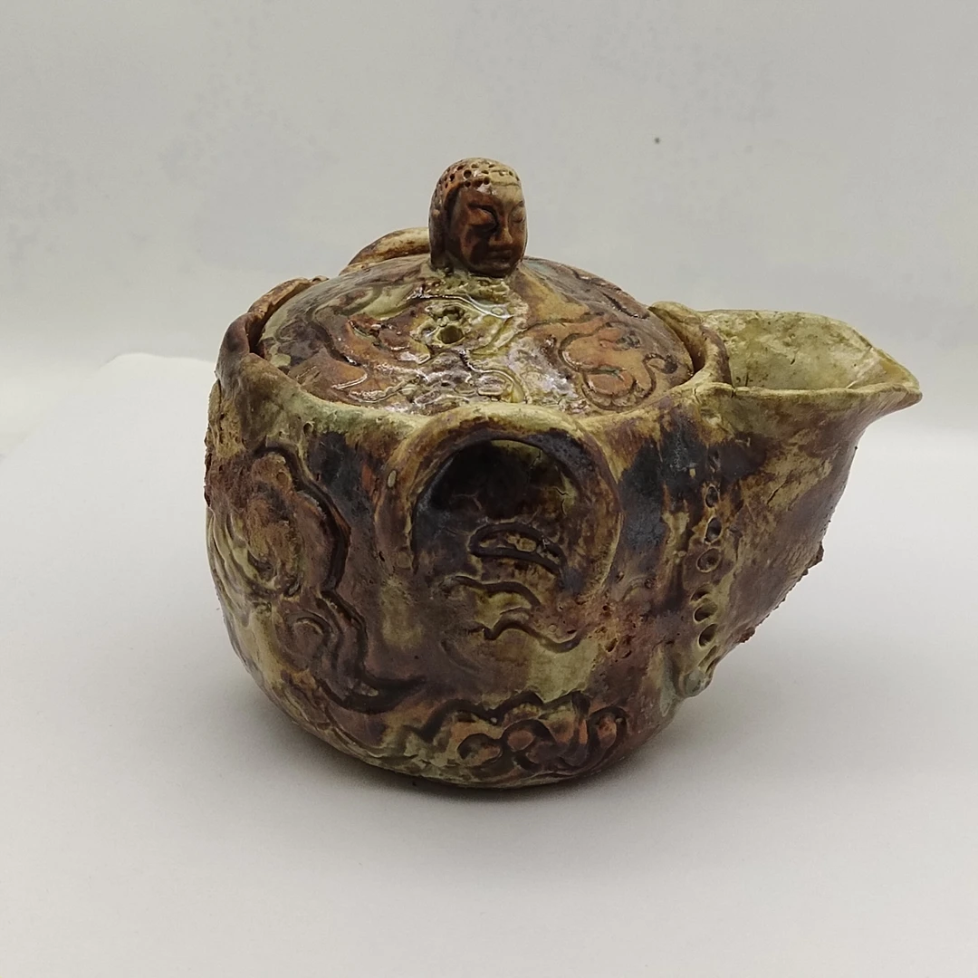 侘寂风柴烧宝瓶100ml天然高岭土混稻田泥宝瓶