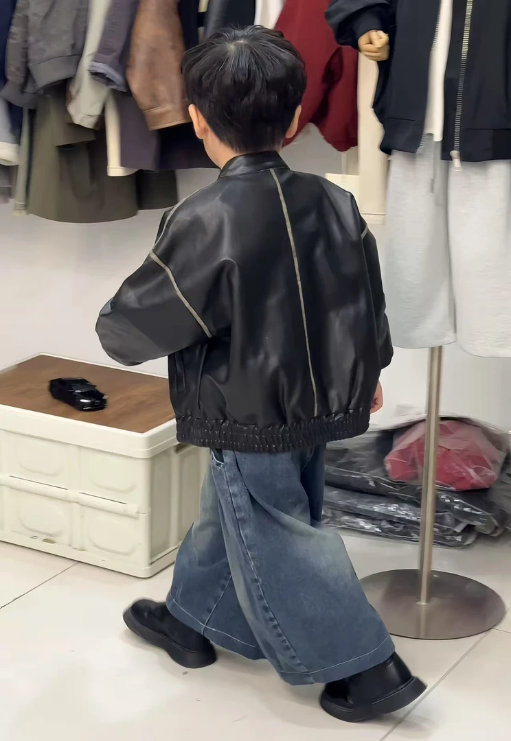 2025秋季新款童男女童皮衣秋季新款复古韩版百搭夹克儿童帅气外套