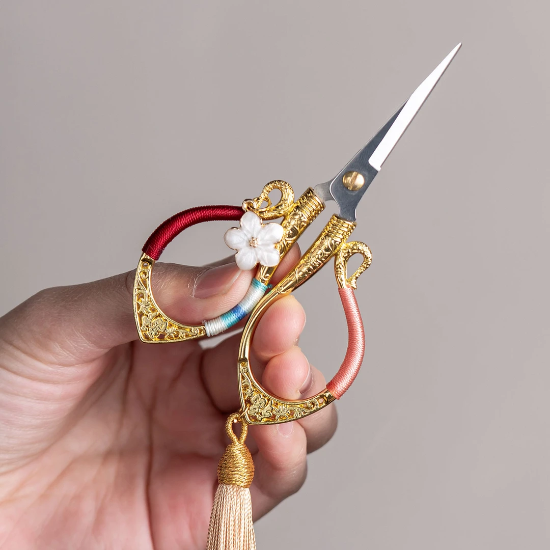 国风飘花流苏茶剪套组家用高档茶叶袋茶包剪茶艺小剪刀茶道零配件