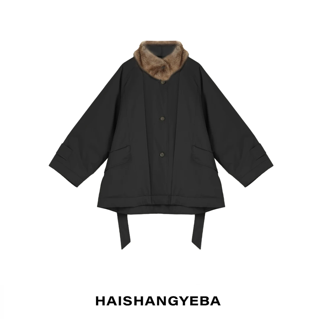 【海上叶爸】新款2025秋冬百搭95鹅绒毛领厚款保暖羽绒服