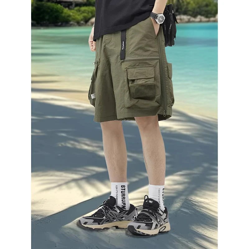 夏季男生穿搭夏装新款潮流潮牌舒适锦纶休闲裤户外五分短裤男士