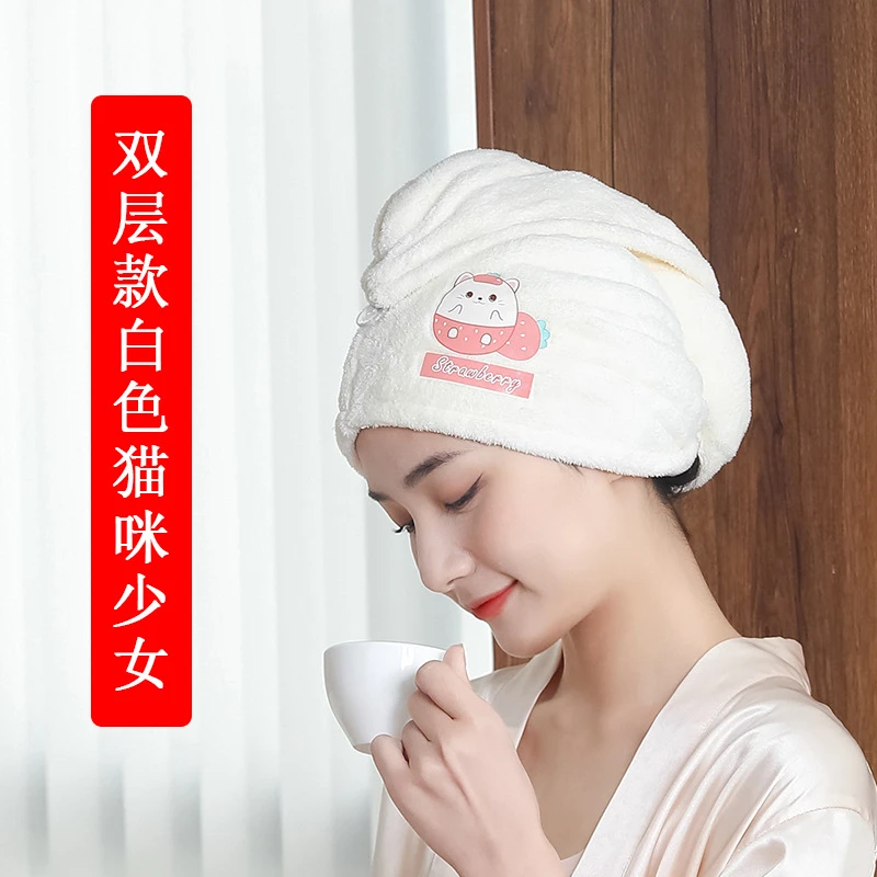 吸水双层洗澡默认款式默认功能浴帽成人干发帽加厚网红可爱神器