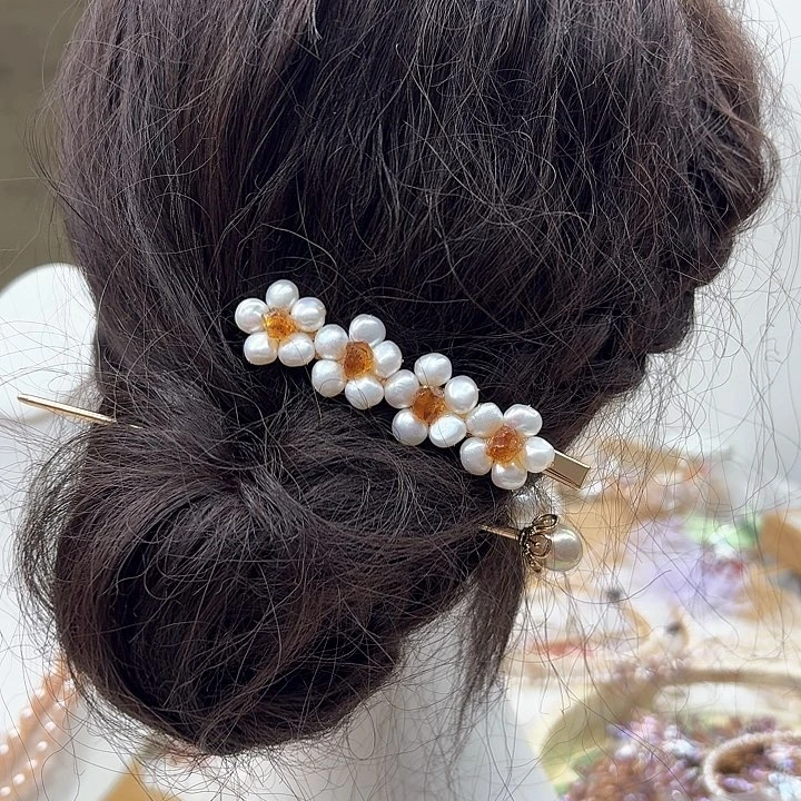 淡水珍珠发饰银S925镶嵌