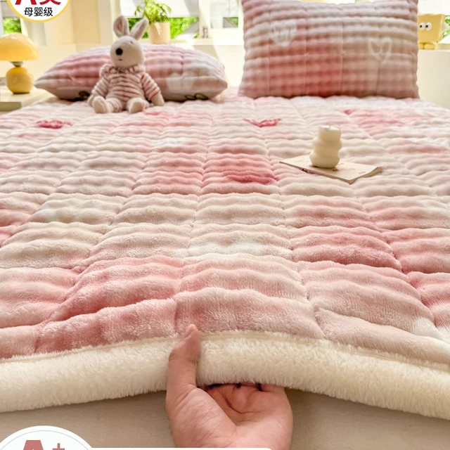 加厚兔毛绒床垫宿舍学生单人软垫子家用冬季牛奶绒床护垫褥三件套