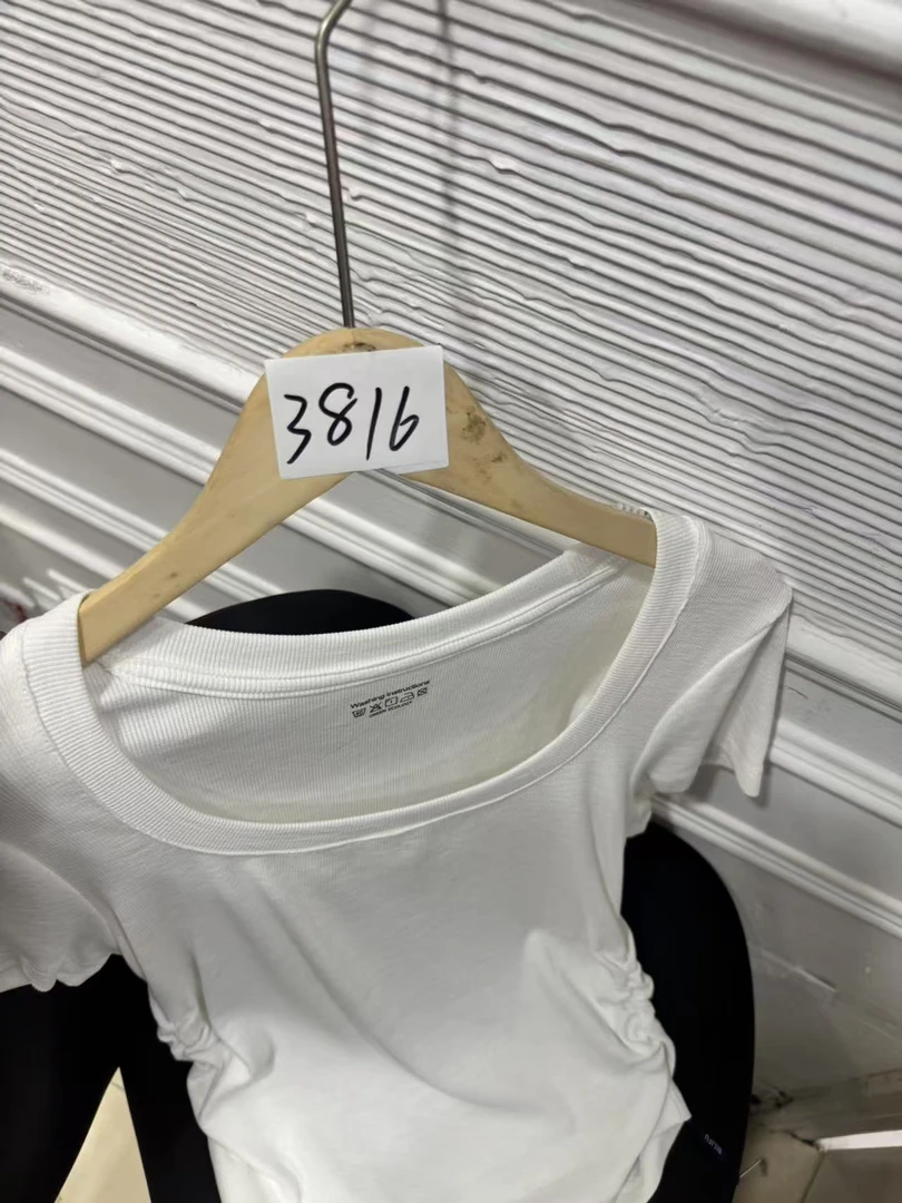 【3816】2025夏季新款显瘦方领小蛮腰T恤